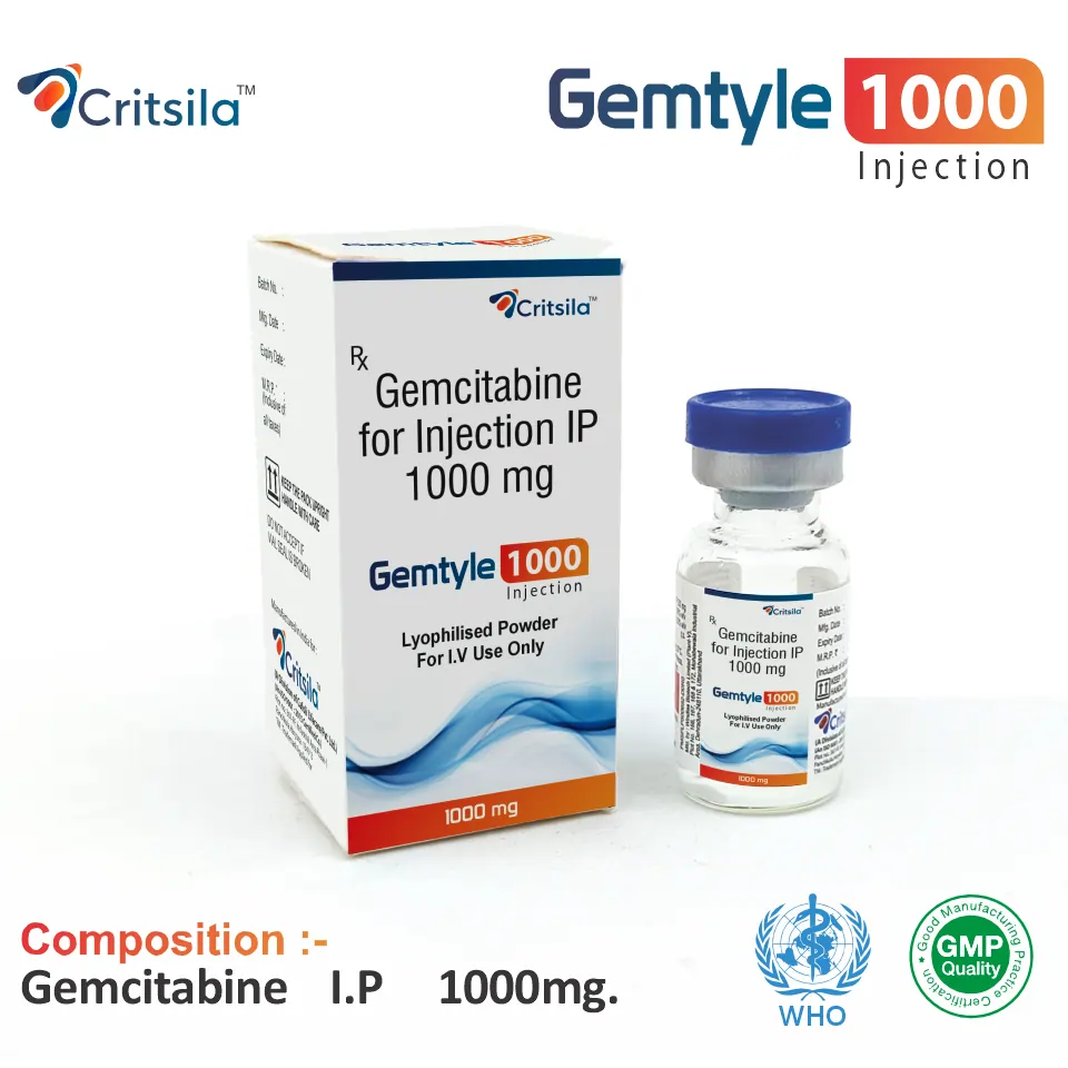 GEMTYLE 100 Gemcitabine 1000 mg Injection vial